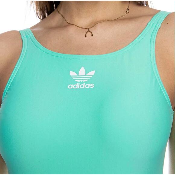 NEW Adidas Originals Prism Mint Trefoil Classic Logo One-Piece Sport Swimsuit - Picture 2 of 10